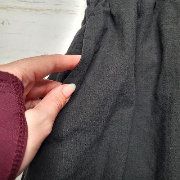 Everlane The Gauze Off the Shoulder Maxi Dress Black Smocked Organic Cotton XS - Picture 6 of 10